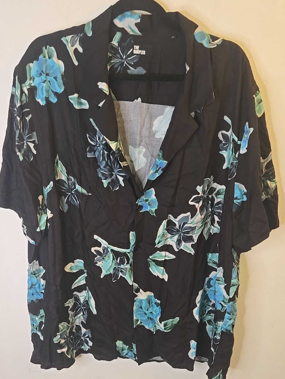 The Kooples Black Floral Short-Sleeve Button Shirt